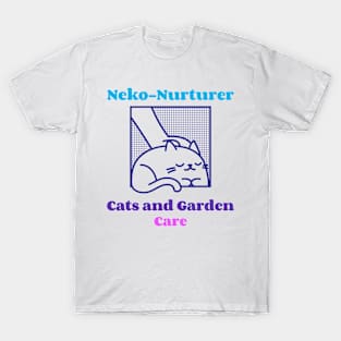 Neko-Nurturer: Cats and Garden Care Japanese Gardening T-Shirt